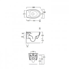 Simas Lft Spazio унитаз подвесной безободковый 52х35см, цвет белый матовый, без крепления F85