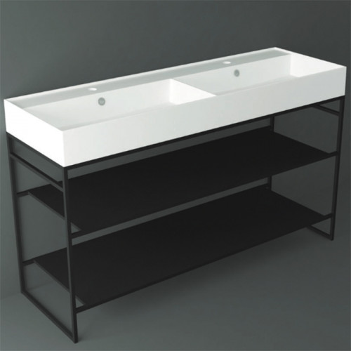 SIMAS AGILE Структура металлическая 141x46xh72 см, напольная, для раковины AG141, с 2 полками, цвет черный матовый