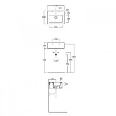 SIMAS Frozen раковина 43х33,5см, с 1 отверстием под смесит. выбитым вручную, цвет белый