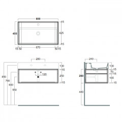 SIMAS AGILE Структура металлическая 81x46xh28 см, подвесная, для раковины AG81, с 1 полкой, цвет черный матовый