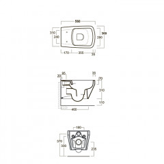 Simas Baden Baden Унитаз подвесной безободковый 56х36 см, цвет белый (без креплений F85)