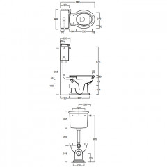 SIMAS Lante Бачок для унитаза LA01/LA02 (для низкой трубы), 42х20,5см, c фронтальным отверстием для ручки механизма, цвет белый