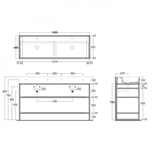 SIMAS AGILE Структура металлическая 141x46xh72 см, напольная, для раковины AG141, с 2 полками, цвет черный матовый