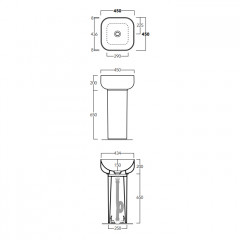 Simas Balloon Колонна под раковину квадратная 27,5xh65 см (слив в пол), цвет белый (без креплений F91 и комплекта SIFBA)