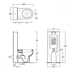SIMAS E-LINE Унитаз приставной 35х51см, универсальный слив, цвет белый