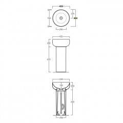 SIMAS Сливной шланг в пол с керамическим донным клапаном для раковины-пьедестала BA01/CN301 - BA03/CN401