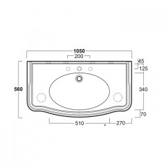 SIMAS Arcade 105, раковина-консоль 105*56, с 3 отв. под смеситель (2отв. выбитых вручную), цвет: белый
