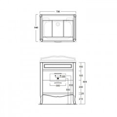SIMAS Arcade База напольная 70 см под раковину AR834, 2 выдвижных ящика цвет орех( ручки и петли хром)