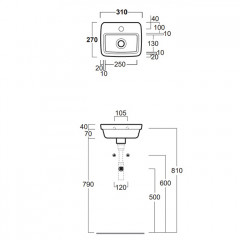 SIMAS Evolution Раковина 31х27см с 1 отв. под смеситель, цвет белый