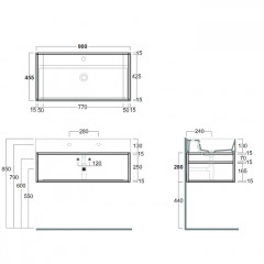 SIMAS AGILE Структура металлическая 91x46xh28 см, подвесная, для раковины AG91, с 1 полкой, цвет черный матовый