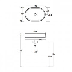 SIMAS Folio Раковина овальная накладная 60x40x13 см, без отв под смеситель,цвет белый