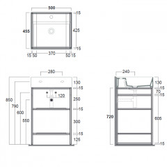 SIMAS AGILE Структура металлическая 51x46xh72 см, напольная, для раковины AG51, с 2 полками, цвет черный матовый