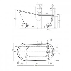 Simas Ванна чугунная 153х76xh76,5см с ножками, покрыта эмалью внутри и снаружи,(без слива-перелива и сифона), цвет белый (с учетом упаковки)
