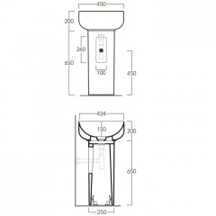 SIMAS Керамический донный клапан для раковины-пьедестала BA01/CN300 - BA03/CN400, цвет белый глянцевый