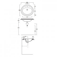 SIMAS Lavabi d'arredo Раковина встраиваемая 63х56см с 1 отв MONIA, цвет белый