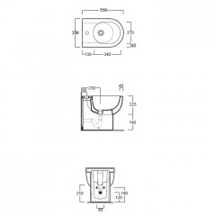 SIMAS E-LINE Биде напольное приставное 51*35см, цвет белый