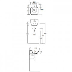SIMAS WAVE Раковина накладная/подвесная квадратная 33,5х43х16,5 см, с 1 отв под смеситель,цвет белый