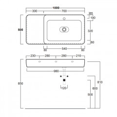 Simas Henges Раковина накладная/подвесная 100х50 см,с 1 отв под смеситель, с донным клапаном керамическим PLHE, цвет белый