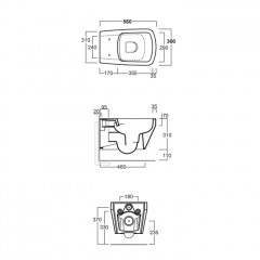 Simas Baden Baden Унитаз подвесной безободковый 56х36 см, цвет черный матовый (без креплений F85)