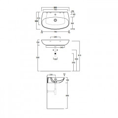 SIMAS Vignoni раковина накладная/подвесная 80*50см, с 1 отв. под смеситель, цвет: белый