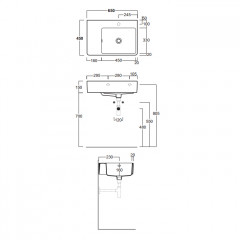 SIMAS Top e lavabi d'arredo раковина накладная/подвесная 65х45 с 1 отв. под смеситель правая ,цвет белый