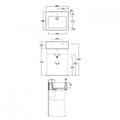 Simas Frozen консоль 90х50см с 1 отв. выбитым вручную, цвет белый