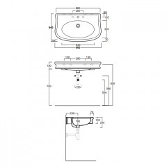 SIMAS Lante 90, раковина 90*54*h13, с 1 отв. под смеситель, цвет: белый