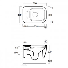 Simas Henges Унитаз подвесной безободковый 38х55 см, цвет antracite matt (без креплений F85)